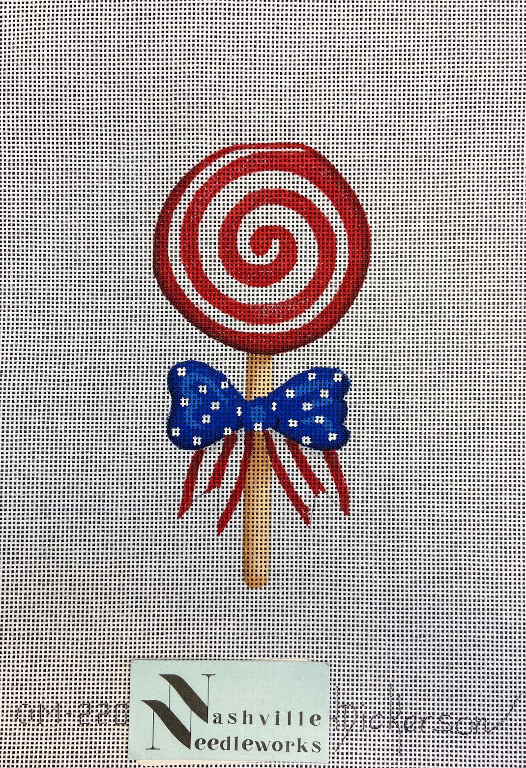 Kate Dickerson Needlepoint Mini Patriotic Swirly Lollipop OM-220