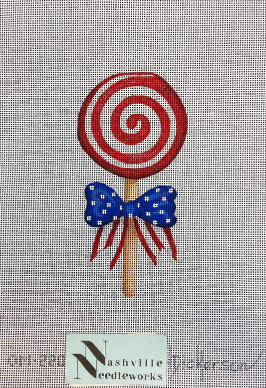 Kate Dickerson Needlepoint Mini Patriotic Swirly Lollipop OM-220