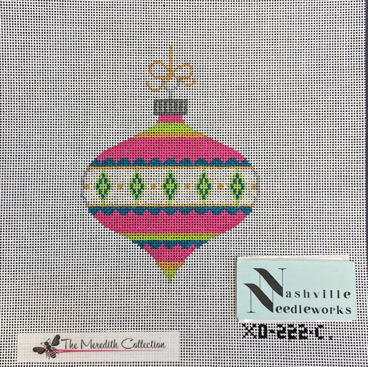 The Meredith Collection Vintage Ornament Pink-Blue-Green XO-222-C