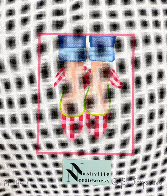 Kate Dickerson Needlepoint Gingham Wedges with Bow PL-457