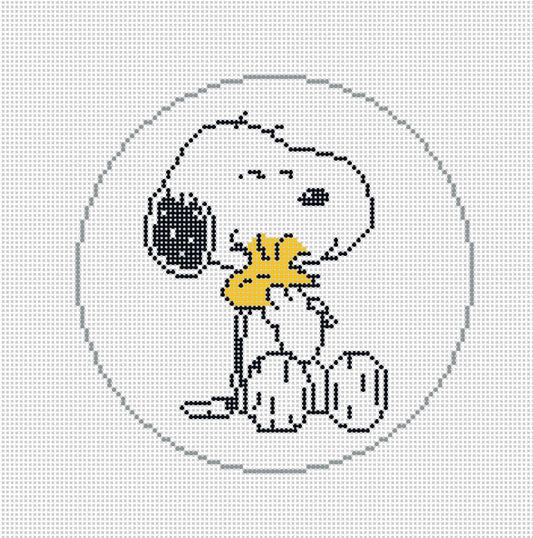 PEANUTS Everyday - Snoopy Hugging Woodstock Round Canvas