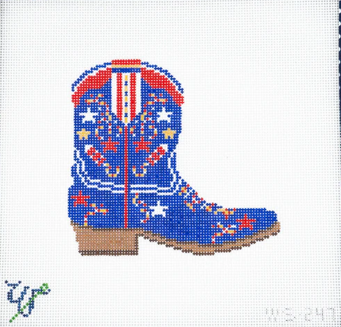 Wipstitch Needlepoint Patriotic Cowboy Boot WS-247