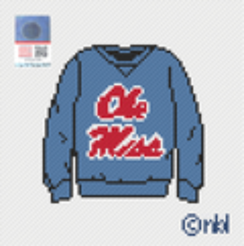Needlepoint By Laura Ole Miss Sweatshirt Ole Miss Sweatshirt in Light Blue and Red