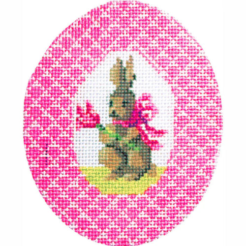 Kelly Clark Needlepoint Pink Bunny With Tulip Egg KEA101-18