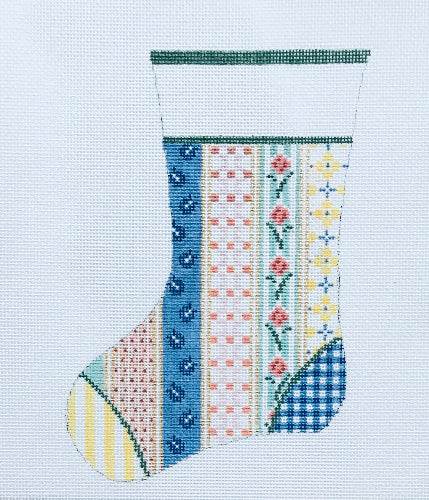 PlumStitchery25BVintageMiniQuiltStocking,18 mesh