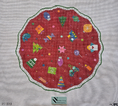 Blueberry Point Canvas 23-333 Red Mini Tree Skirt
