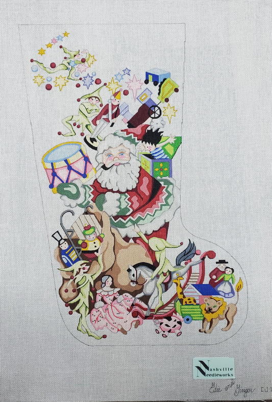 CBK Needlepoint Designs Edie and Ginger Santa Toy Party Stocking 
CJ117