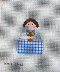 Blue Plaid w Flower Pot Angel