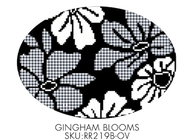 Rachel Barri Gingham Blooms Black &amp; Ivory Oval Oval Purse Insert