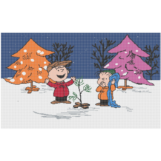 PEANUTS  "A Charlie Brown Christmas"  - Charlie Brown & Linus with Tree