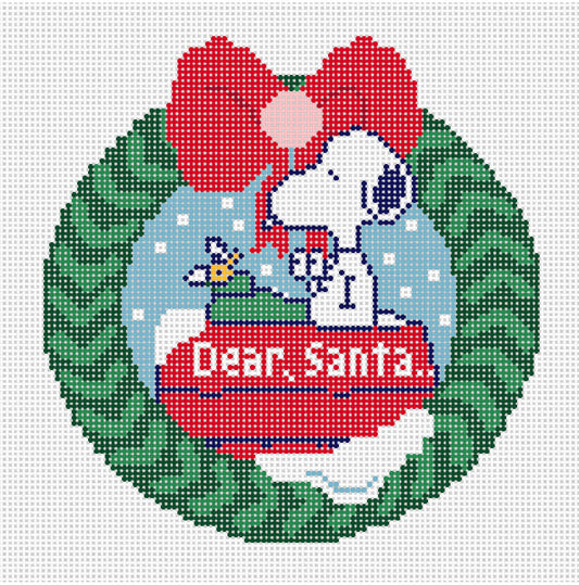 PEANUTS Christmas - Snoopy Dear Santa Wreath Canvas - 13 mesh