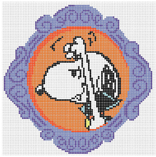 Officially Needlepoint PNTS-HALL19 
PEANUTS Halloween - Framed Snoopy Vampire SCARE Canvas