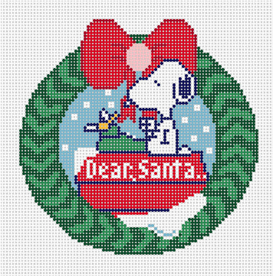 PEANUTS Christmas - Snoopy Dear Santa Wreath Round Canvas 
Officially Needlepoint
SKU:  XMAS05