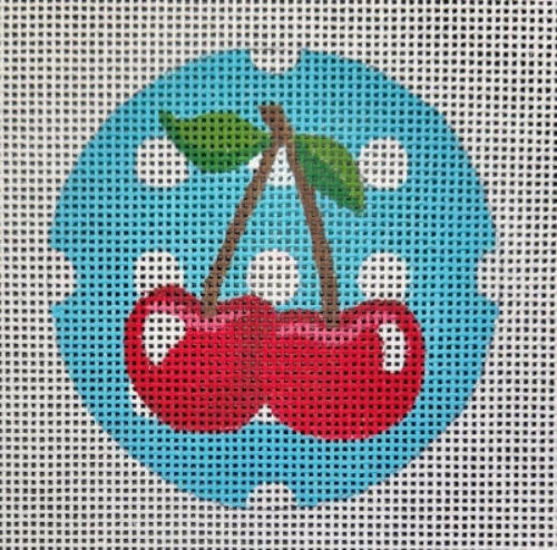 Raymond Crawford HO-2736 Teal Dot Cherries Round