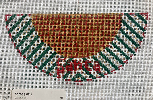 TwoSistersNeedlepointSantaKiss 18mesh