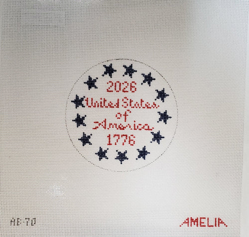 The Gingham Stitchery AB70 USA Stars Round