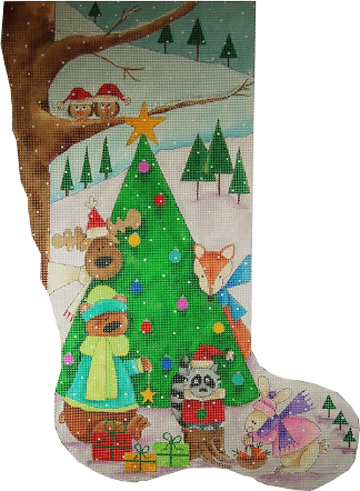 Woodland Christmas Tree Stocking ST-120 (TS)
