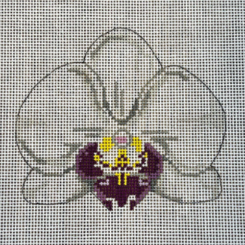 The Gingham Stitchery KW103 Single White-Purple Orchid