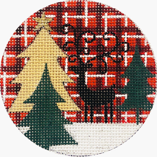 Reindeer and Trees on Plaid (TS)