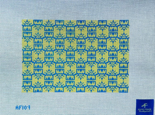 AF109 Pagoda Print Clutch - Yellow and Blue