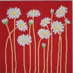 ASIT055 (TS) Daisies on Red