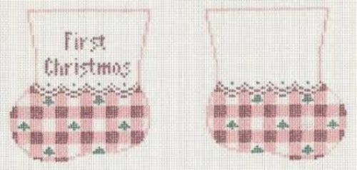 Kathy Schenkel Designs Pink Gingham Baby Booties CO317