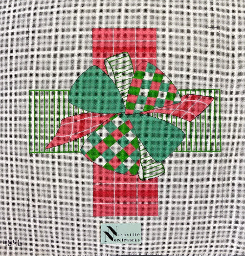 Alice Peterson 4646 Pink and Green Bow Pillow