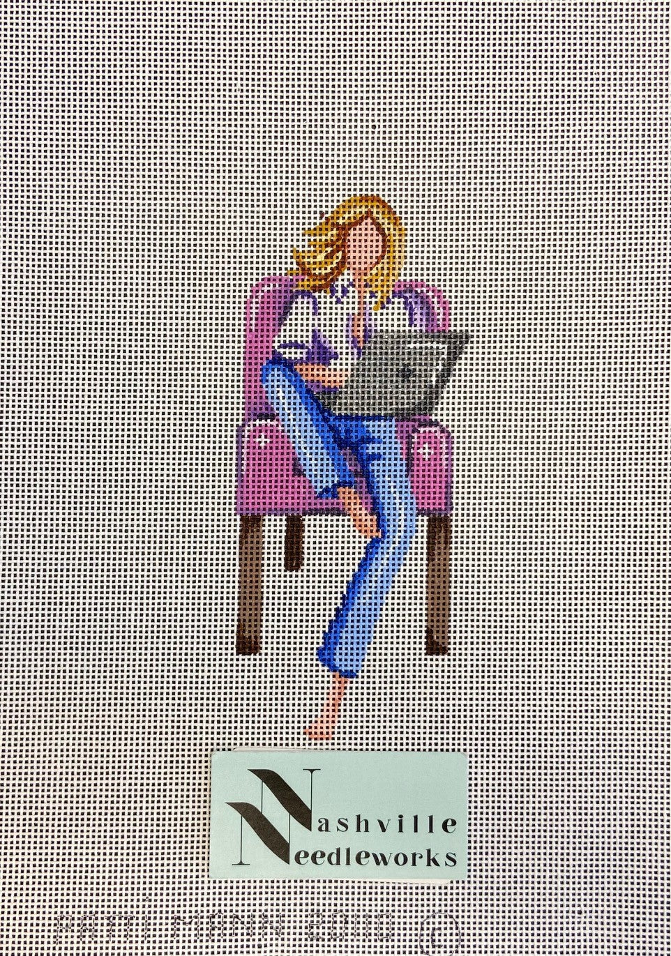 Patti Mann Needlepoint Girl with Laptop 
SKU #20110