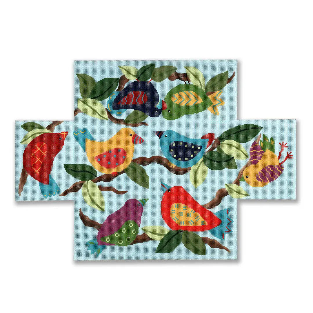 CBK Needlepoint Collections Ginny Diezel Birds on Blue Background 
GD-BC01