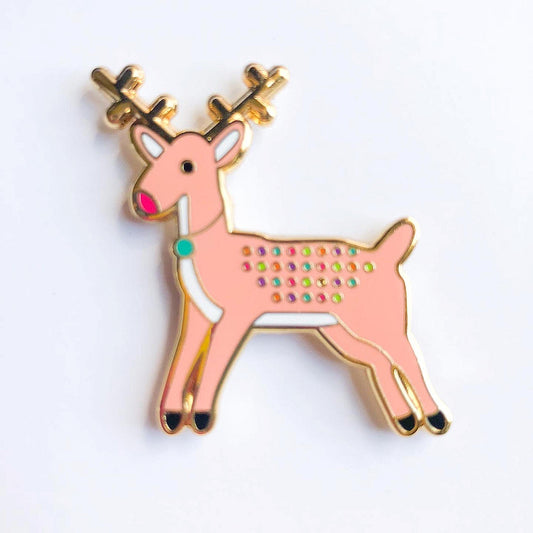 Pink Reindeer Needle Minder Stitch Rock Designs