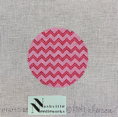 Kate Dickerson Needlepoint Collections INSMC-85 Pink Chevron Round