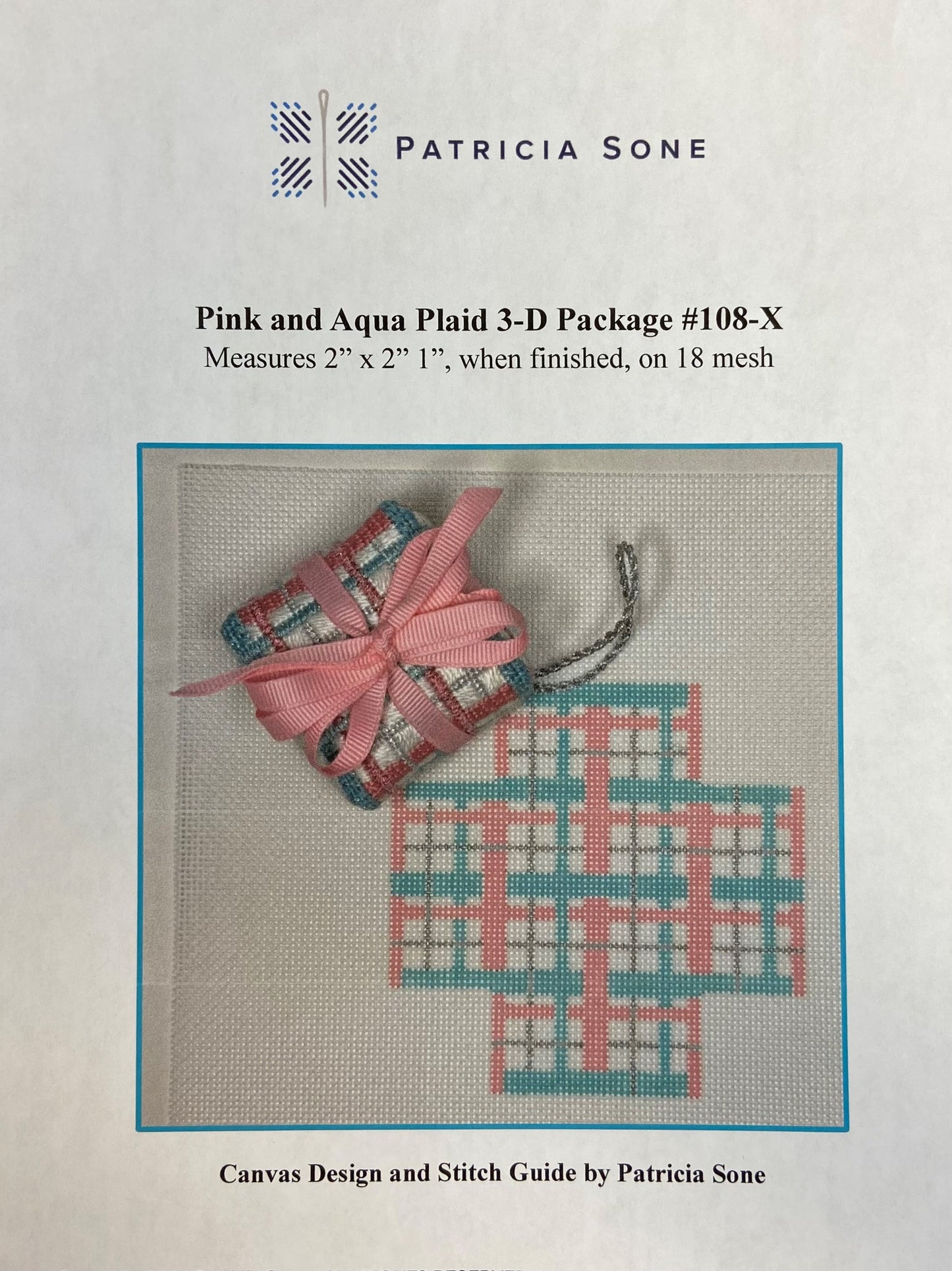 Patricia Sone 108-X Pink &amp; Aqua Plaid 3-D Package