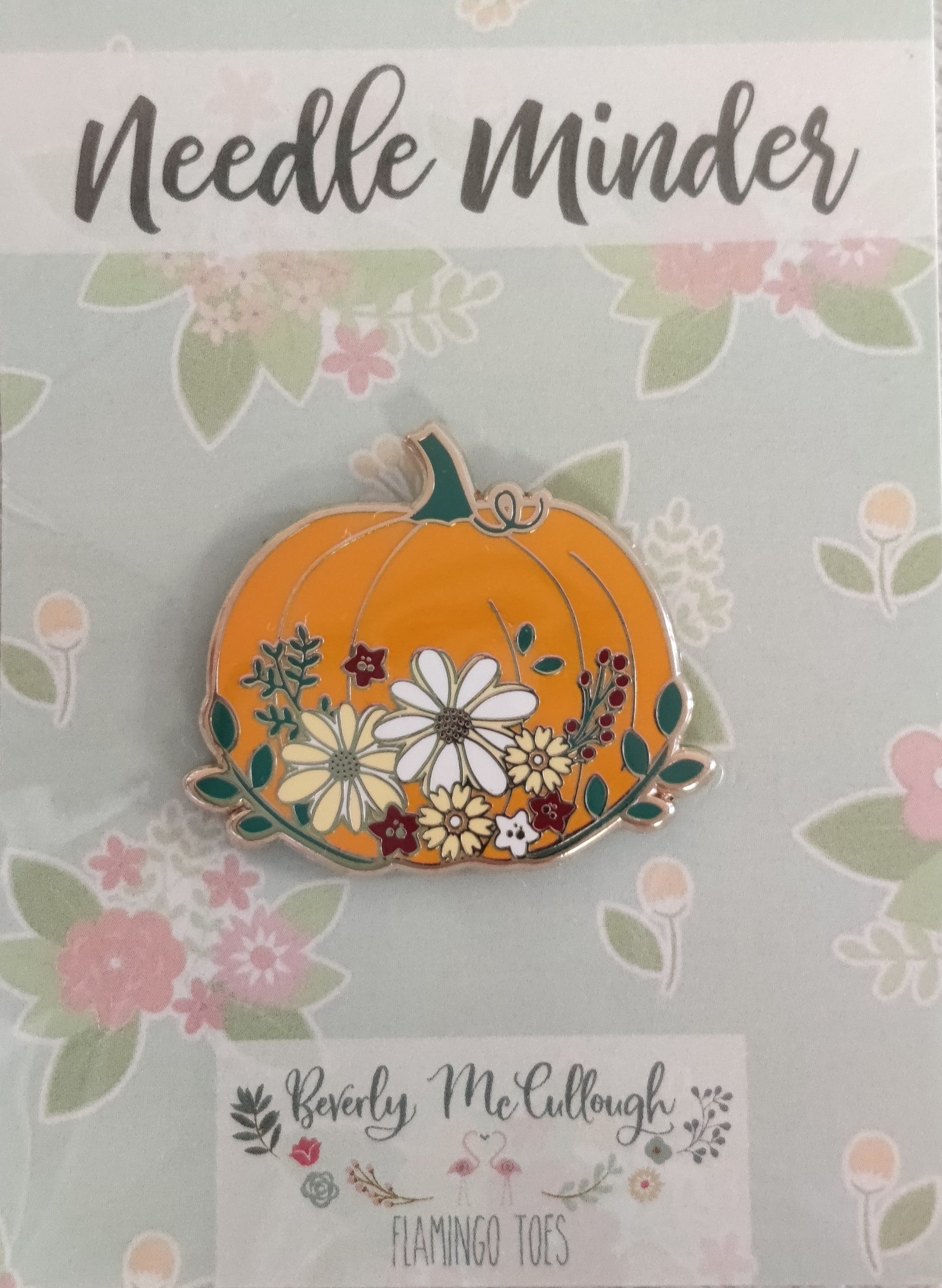 FlamingoToes PumpkinNm FloralPumpkinNeedleMinder