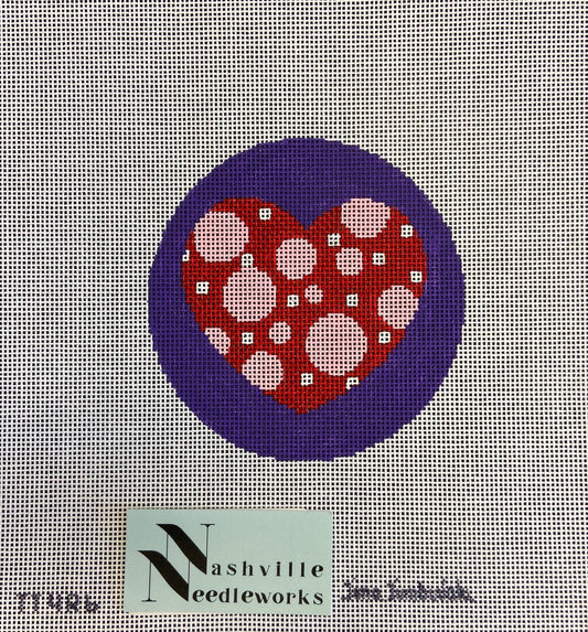 Polka Dot Heart on Purple