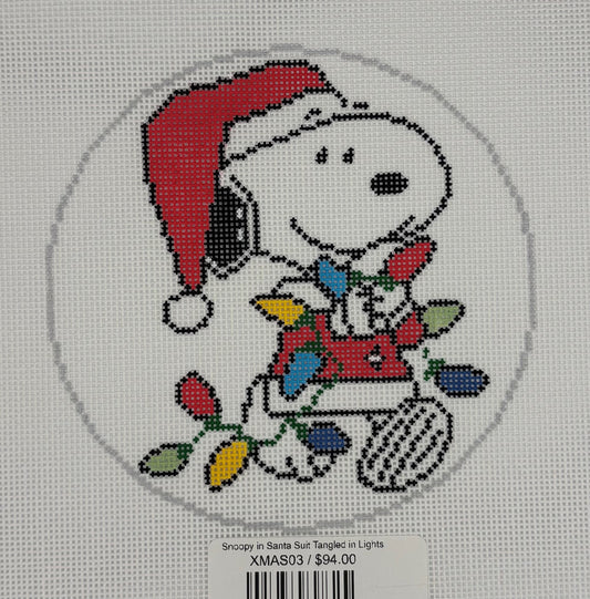 Officially Needlepoint
Snoopy in Santa Suit Tangled in Lights
XMAS03