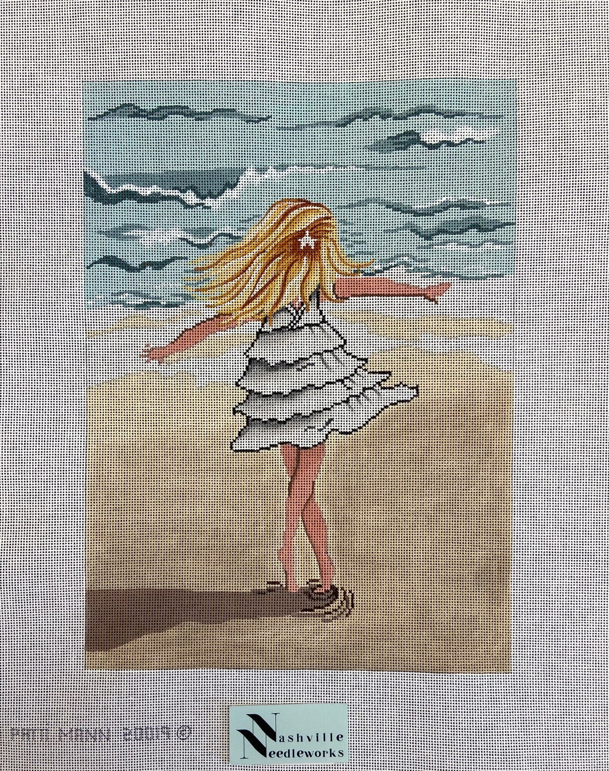 Girl Twirling on the Beach