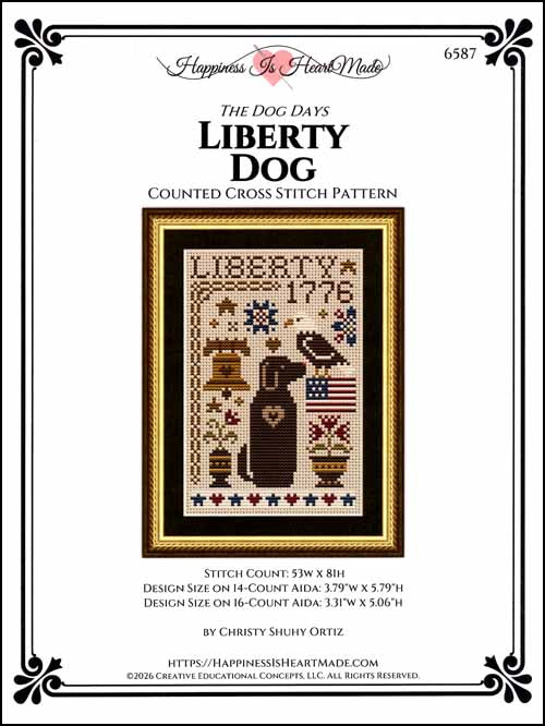 W1288 HappinessIsHomemade LibertyDogCrossStitchChart