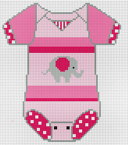 XO-183e (TS) - Baby Onesie - Pink w/elephant
